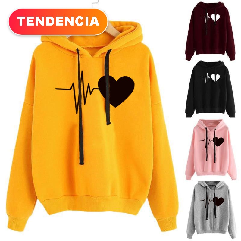 Heart Print Streetwear Hoodies Women Sweatshirt Spring Autumn Long Sleeve Hoodie Clothes